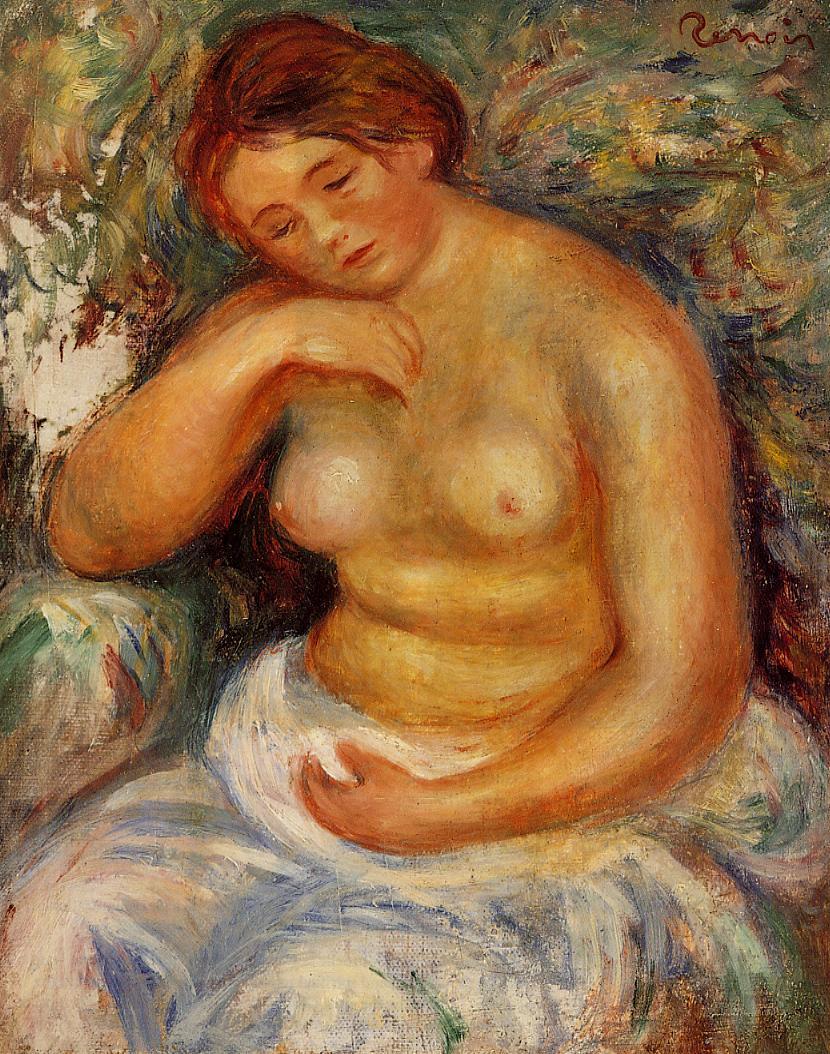Seated nude with a bouquet 1915